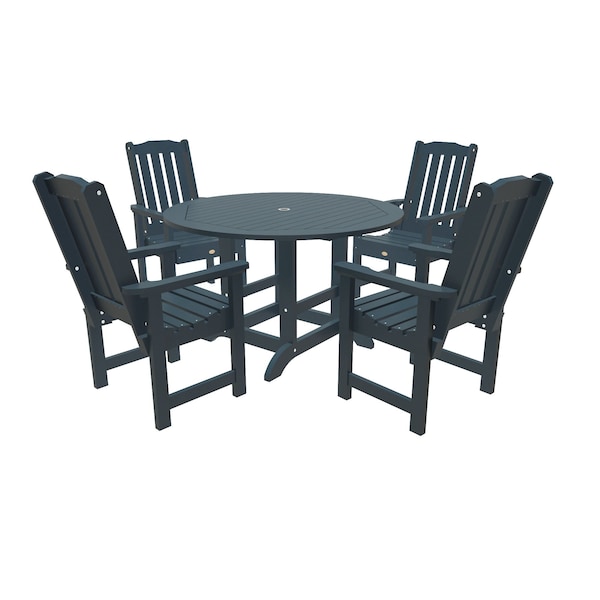 Highwood Usa Lehigh 5pc Round Outdoor Patio Furniture Dining Set AD-DNL48-FBE - main